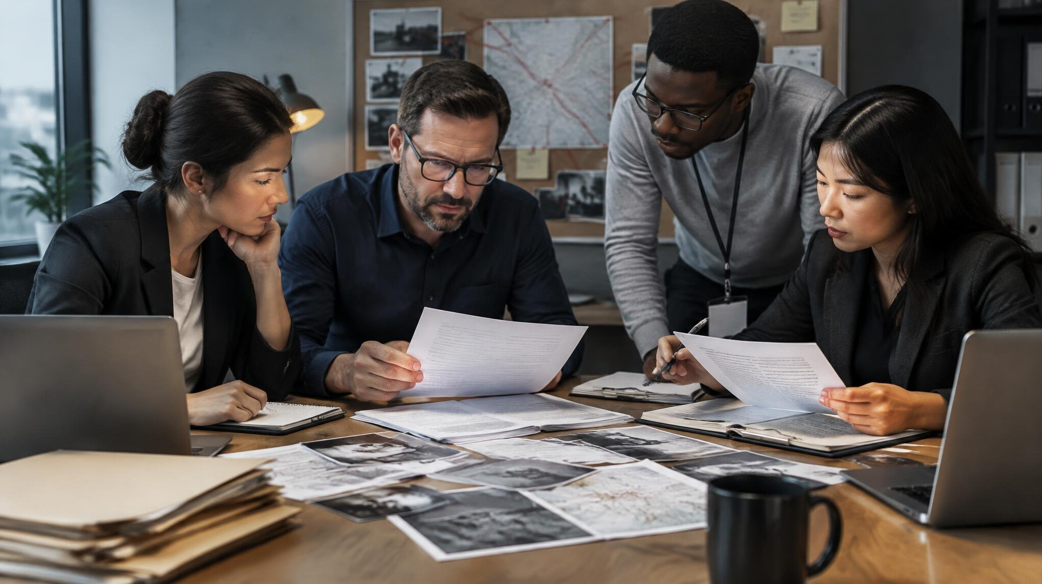 team reviewing documents