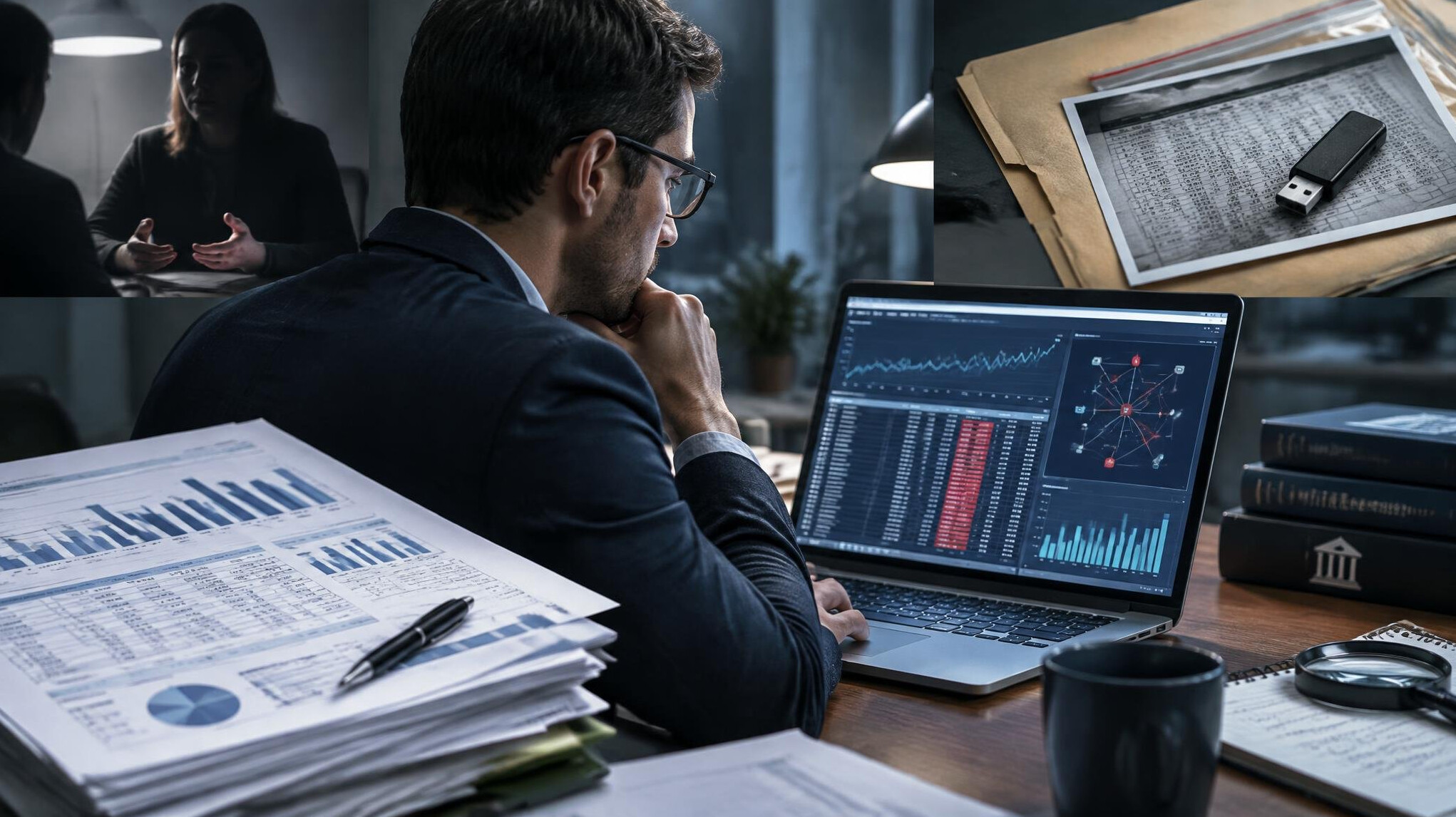 analyst reviewing financial reports