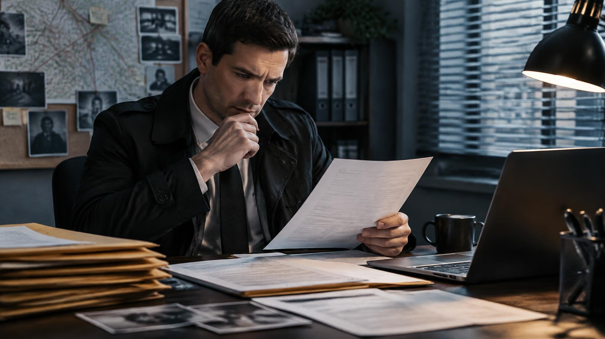 detective investigating documents