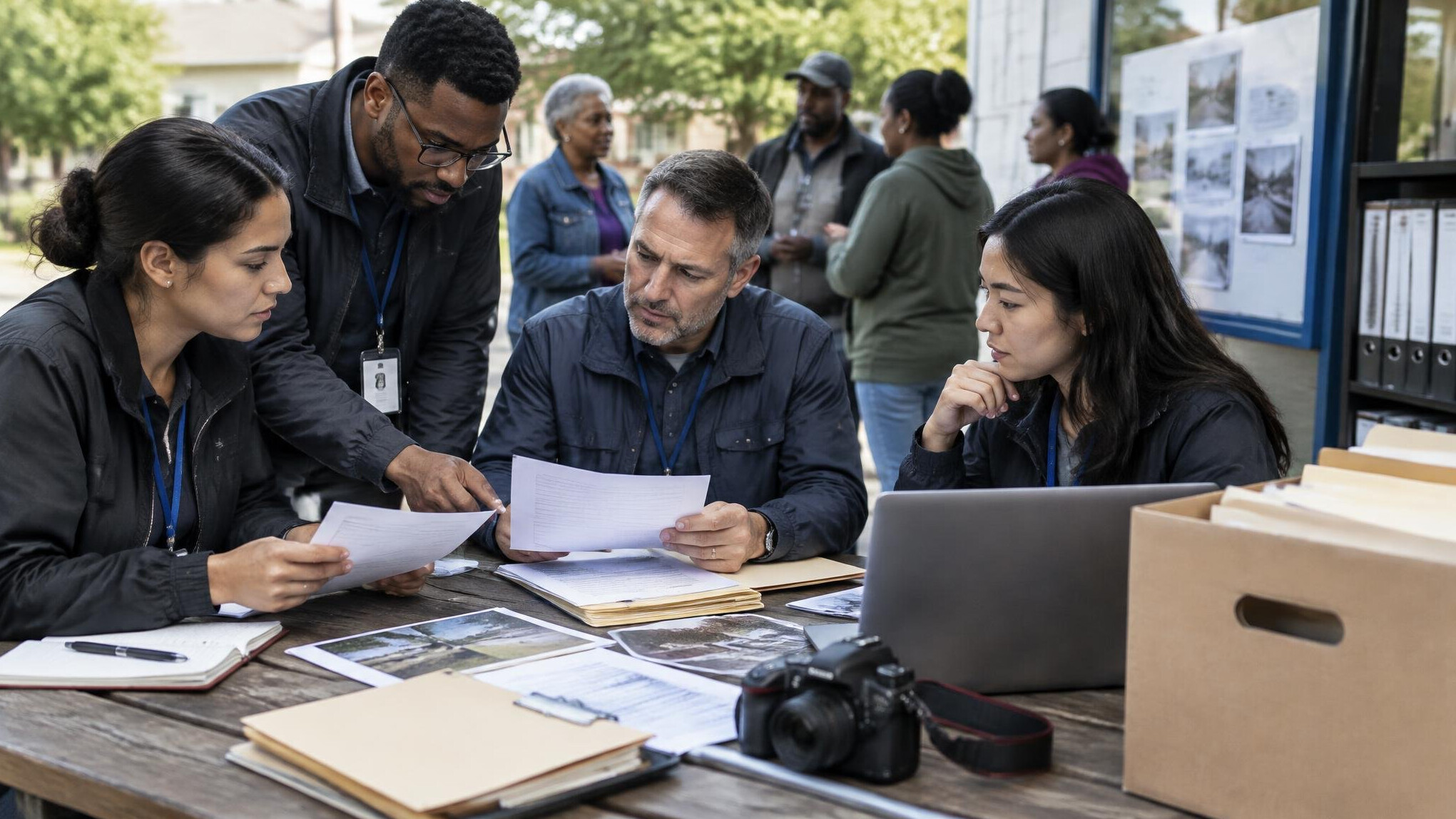 team reviewing documents
