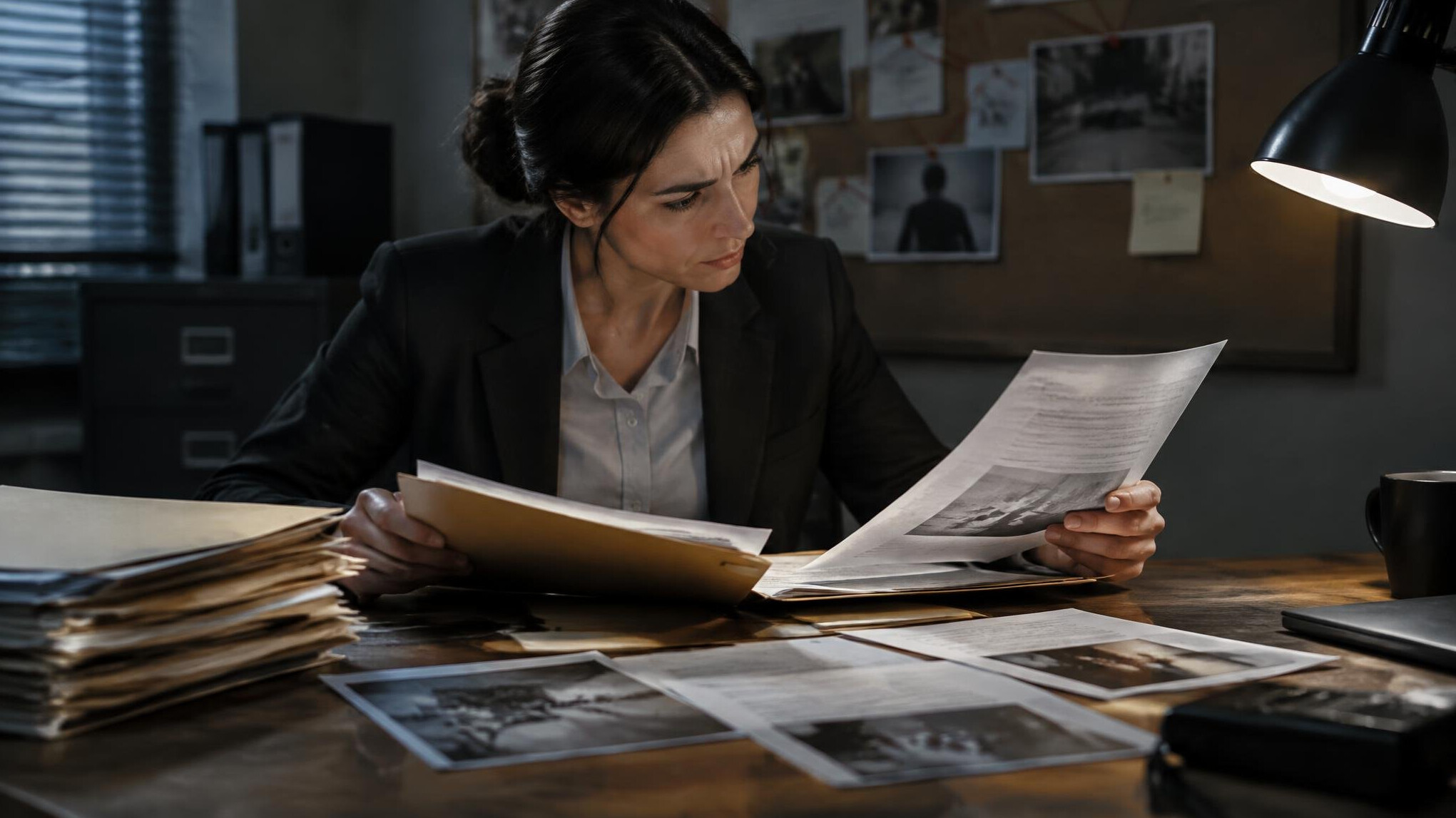 detective examining documents